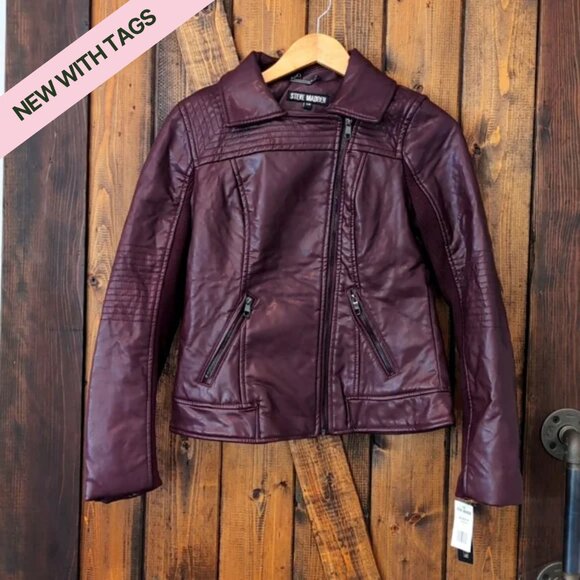 🏍️ Steve Madden Ox Blood Pleather Jacket Moto Size S NWT 🏍️ - Picture 1 of 4